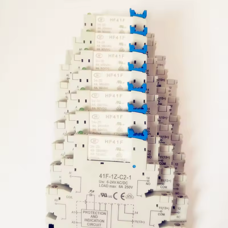 41F-1Z-C2-1 HF41F 5V 12V 24V 6A 1CO רלה דקה להתקנה על מתאם ברג עם LED ומעגל הגנה 24VDC/AC רלה וופר