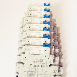 41F-1Z-C2-1 HF41F 5V 12V 24V 6A 1CO Slim Relay Mount On Screw Socket with LED and Protection Circuit 24VDC/AC Wafer relay