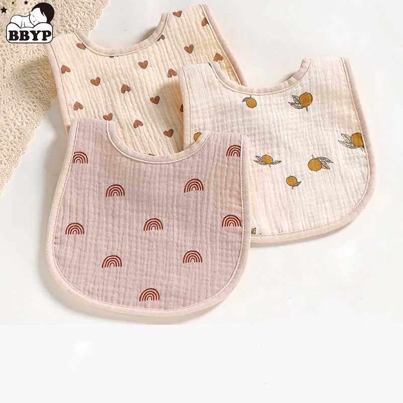 

6Pcs 6Layers Cotton Gause Baby Bibs Print Absorbent Baby Bib Newborn Burp Cloths Bandana Scarf for Kids Baby Girls Feeding Item