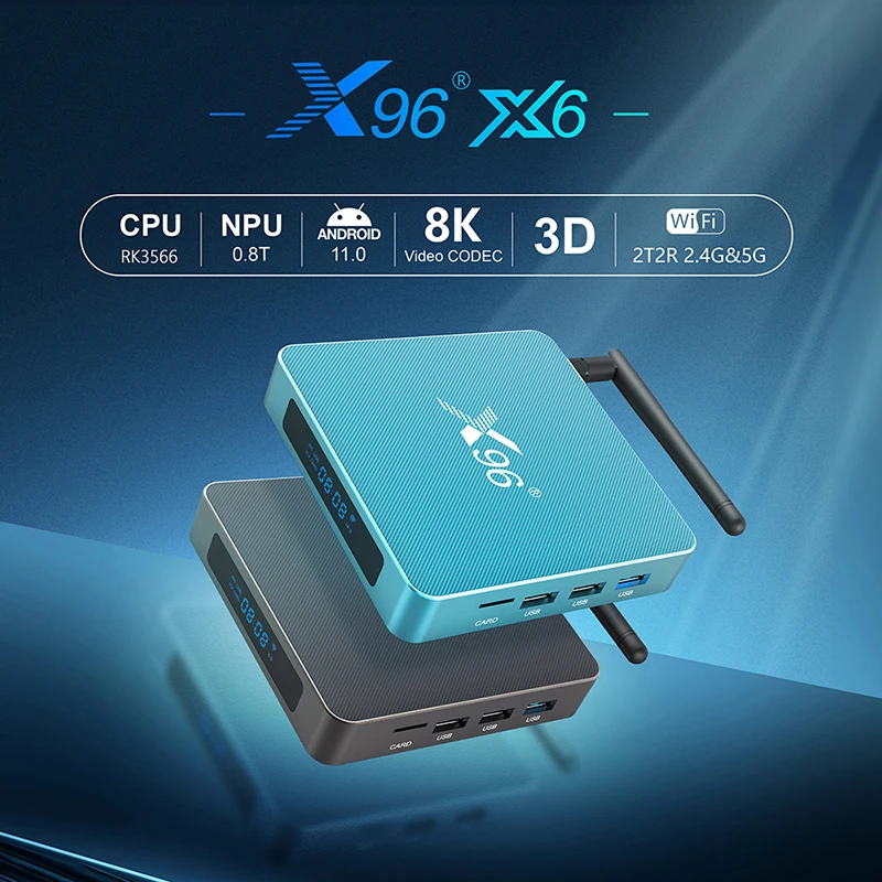 X96 X6 TV Box Android 11 8GB RAM 128GB Rockchip RK3566 8K VIDEO CODEC 2T2R MIMO Dual Wifi 1000M LAN 4K Media Player