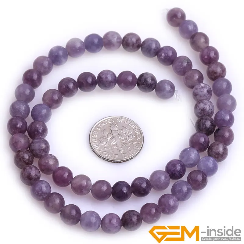 Natural Round Purple lepidolite Beads: 4-12mm Natural Stone Beads DIY loose Bead For jewelry Making Strand 15\