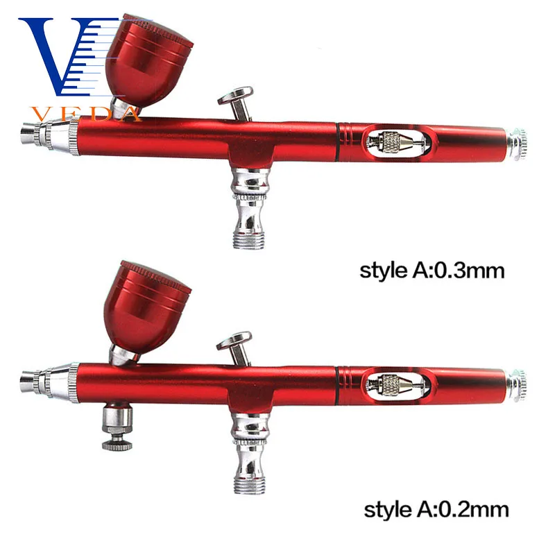 メイクアップスプレーガンキット,7cc,ダブルアクション重力フィード付きエアブラシ,ノズル0.3mm,ネイルデコレーション用