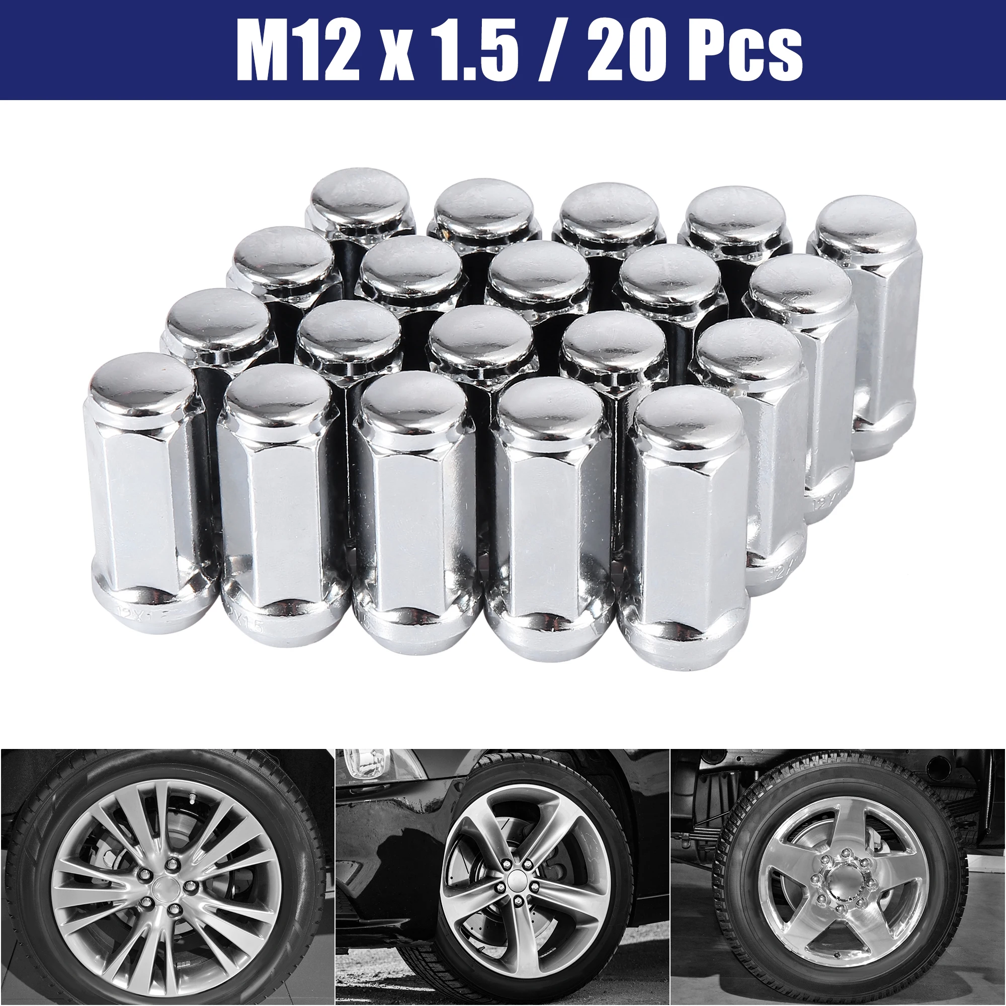 X Autohaux 5pcs M12x1.5 CNC Wheel Lug Nuts Bolts Stud Rims Spline Drive Screw 19mm Hex Size For Ford Focus 2000-2019