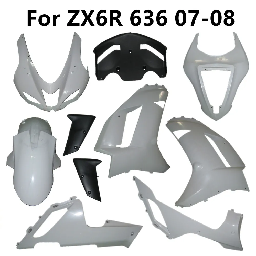 For ZX6R 2007-2008 Unpainted Components Fairing Cowling Pack left and right Motorcycle 636 07-08 6R Injection Plastic parts