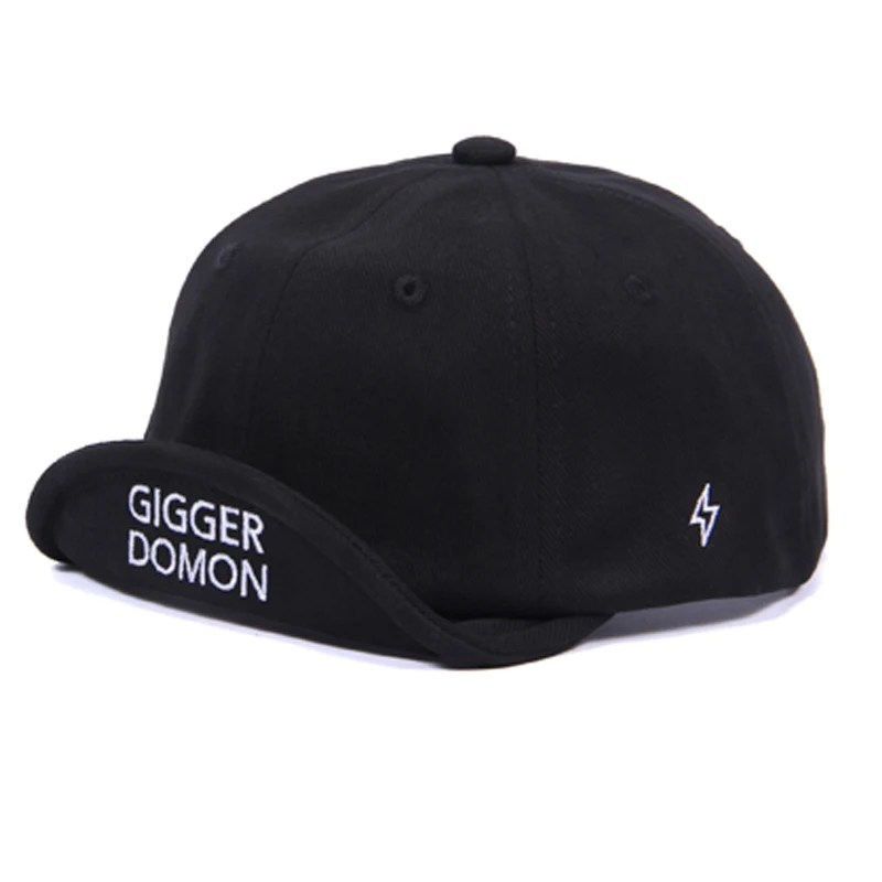 Japanese Fashion Brand Short-Brim Hat, Black /Khaki Retro-Style Caps, Personalized Tooling Short Visor Youth Peaked Cap