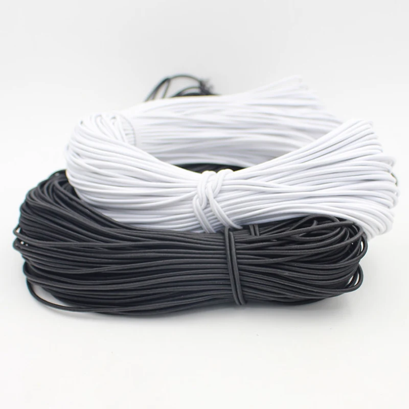 5/10meters Black White High Elastic Round Elastic Band Rubber Band Elastic Cord for DIY Sewing Accessorie 1/2/3/4/5/6mm