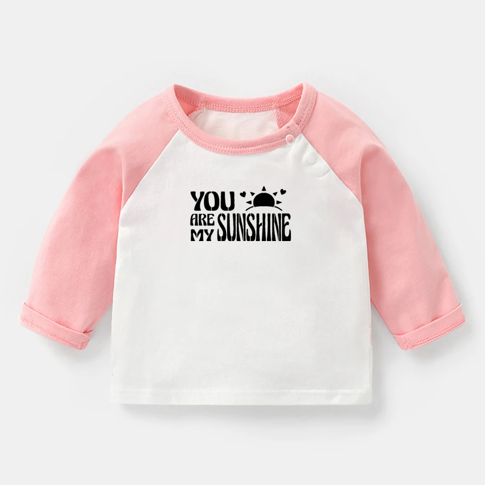 

You Are My Sunshine Design Newborn Baby T-shirts We Love You to the Moon and Back Printing Raglan Color Long Sleeve Tee