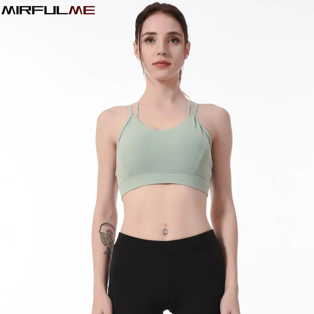 Women Sports Bras Shockproof Removable Padded Cross Bandage Yoga Bra Breathable Gym Tops Running Underwear Fitness Athletic Vest
