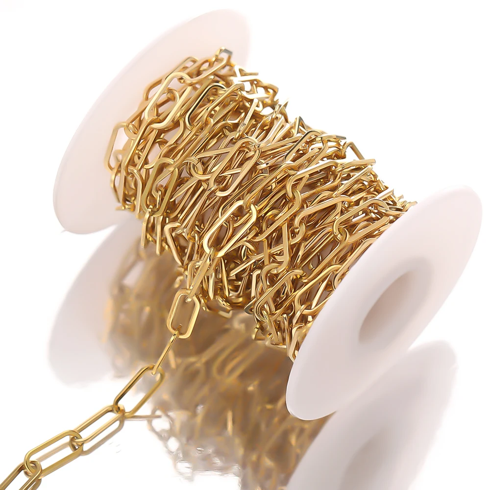 1 Meter Edelstahl-Oval-Flachgliederketten für DIY-Schmuckherstellung, Zubehör, Halsketten-Zubehör, Armband-Komponenten – Detail 4