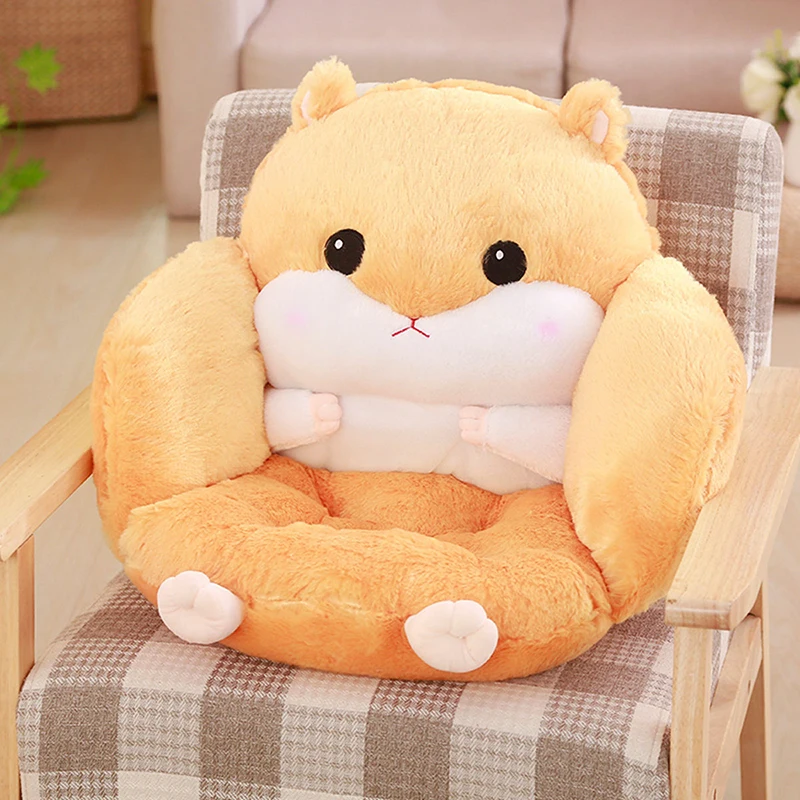 

Hamster Semi-Enclosed Cushion Pain Relief Back Support Chair Cushions Plush Animals Tatami Office Seat Pad Home Decoration