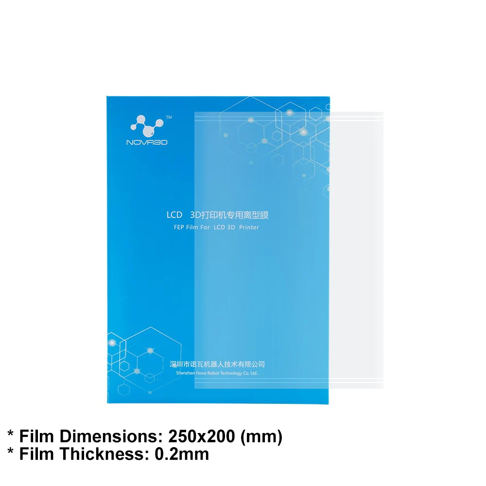 NOVA3D FEP Film for LCD 3d Printer Parts 126x178mm/250x200mm Fep Sheets 0.2mm UV Light Printers FEP Film for Whale2/Bene4/Elfin