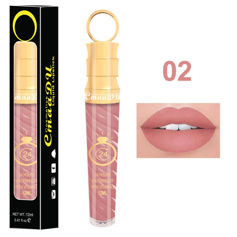 Lápiz labial líquido mate resistente al agua, pigmento Sexy de larga duración, brillo de labios rojo desnudo, tinte, maquillaje, Cosméticos de belleza T0805