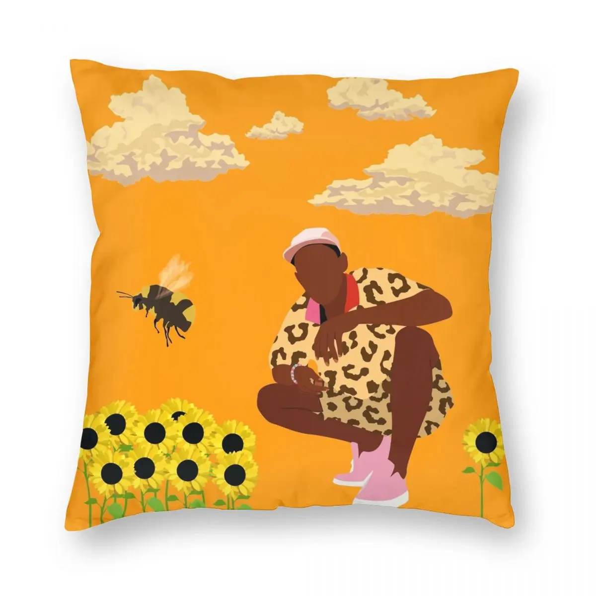 Tyler The Creator Flower Boy Square Pillowcase Polyester Linen Velvet Pattern Zip Decorative Pillow Case Bed Cushion Cover