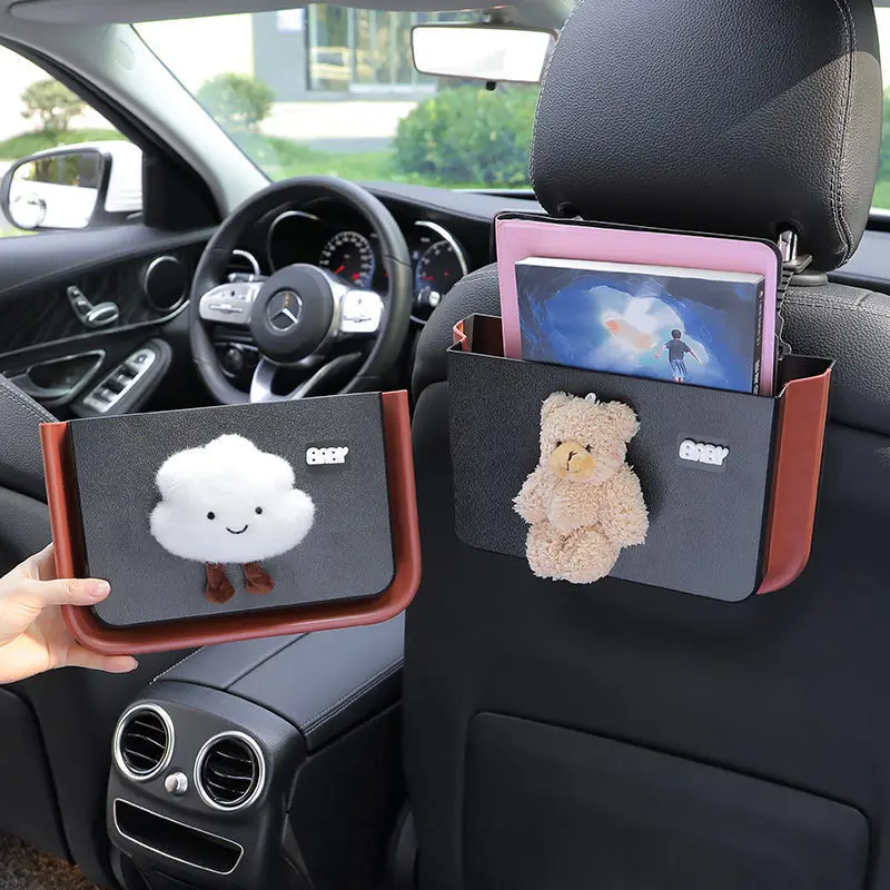 

Car Trash Can Multifunctional Rear Storage Bins Creative Cute Female Trash Bags For Can be Folded Organiser Box Car Accessories