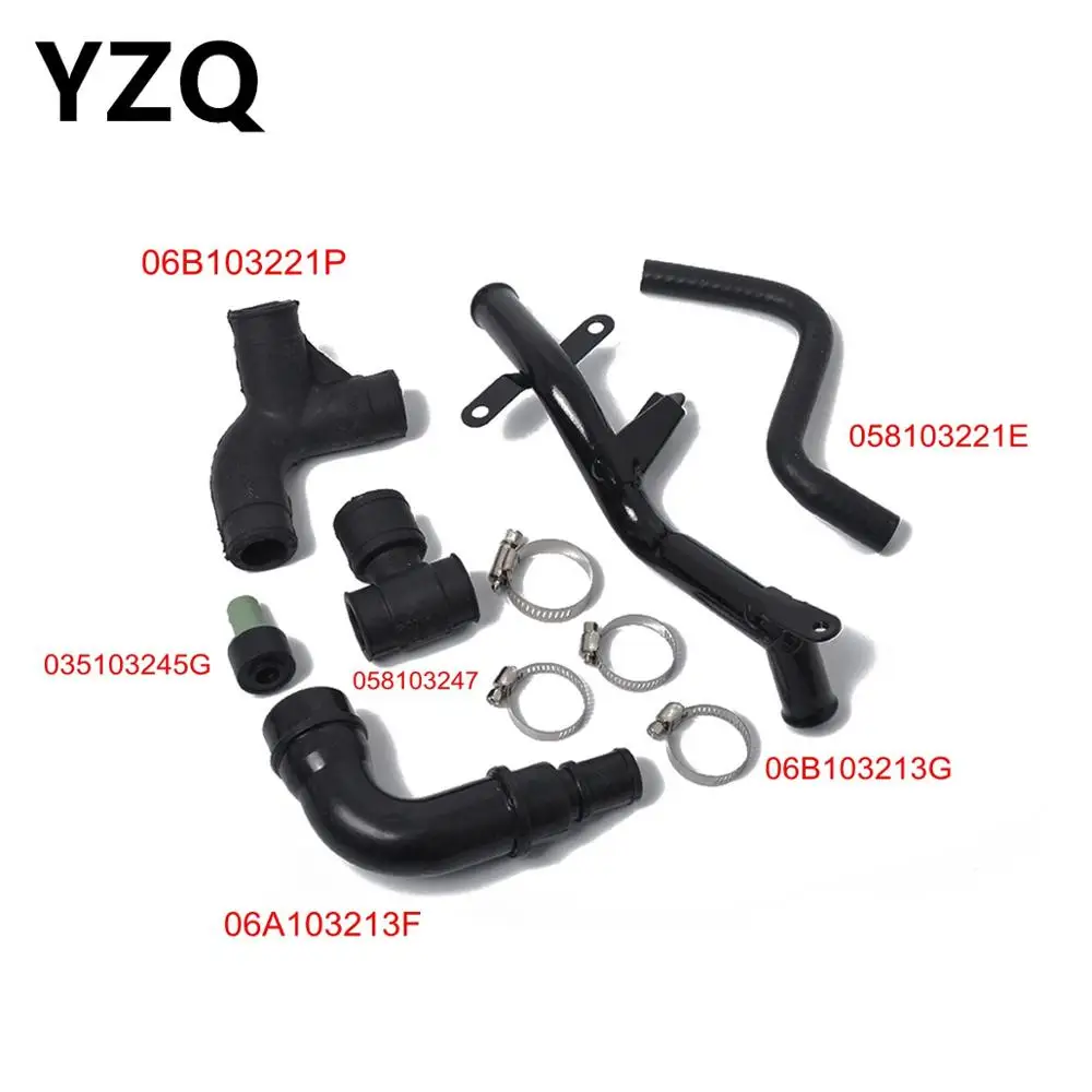 

06B103221P 035103245G OEM 10PCS Engine Crankcase Breather Vent Hose Pipe Kit For VW Passat B5 Audi A4 A6 Skoda 1.8T 06A103213F