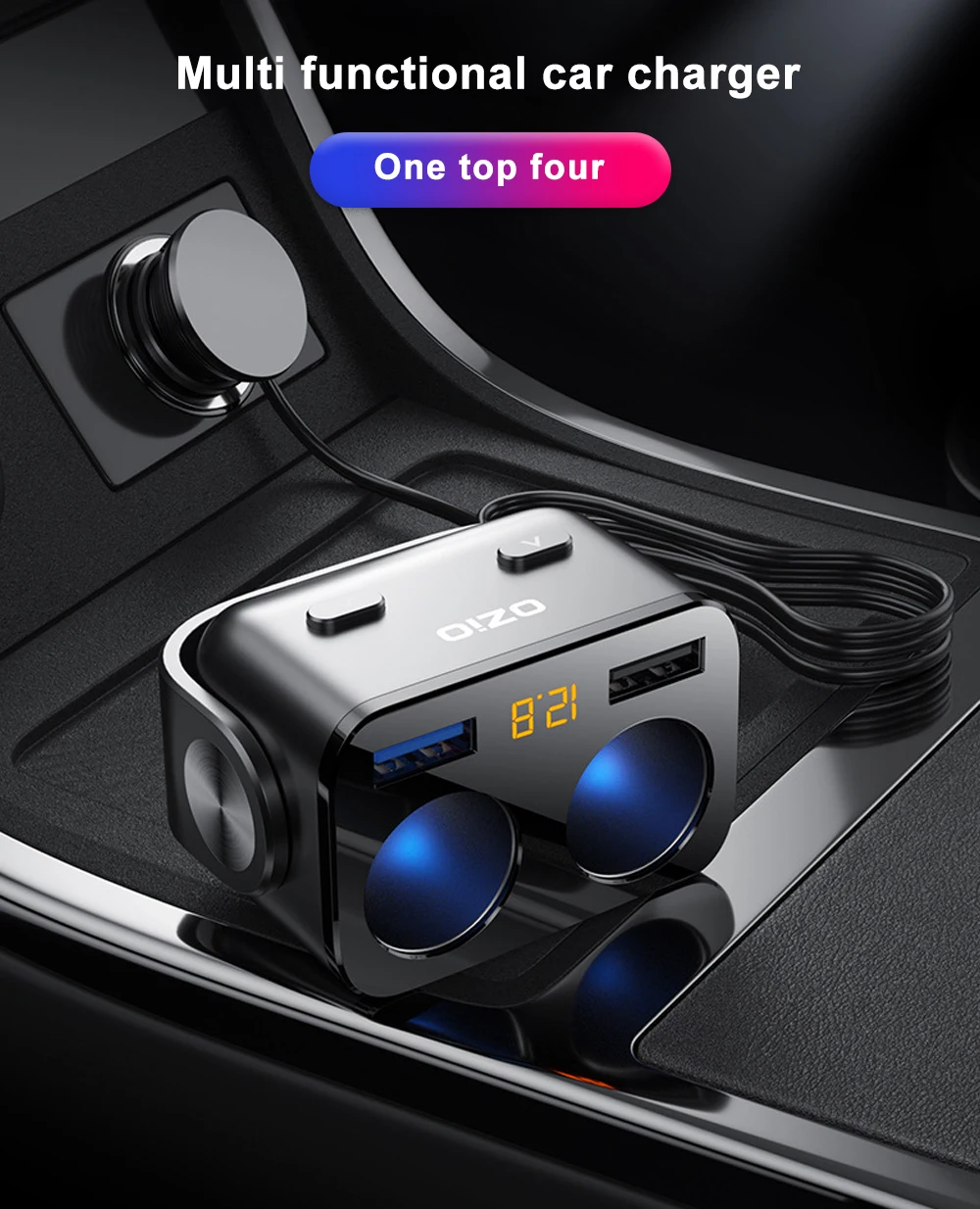 

Car Cigarette Lighter Socket Splitter Charger 12V Dual USB QC 3.0 Quick Charge Auto Cigarette Lighter Sockets Power Adapter Plug