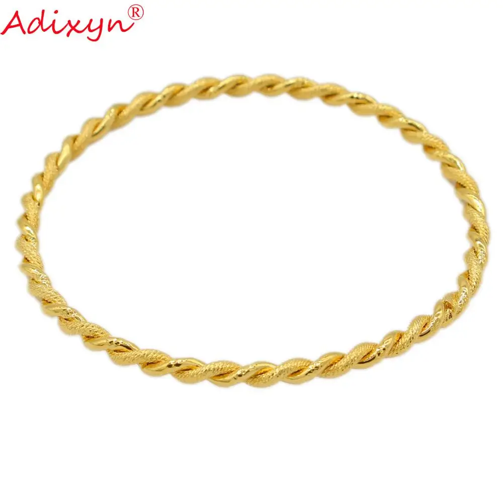 Adixyn 4pcs/lot Twisted Bangle Gold Color Dubai Bangle African Bracelet Arab Middle East Bridal Wedding Jewelry N071017