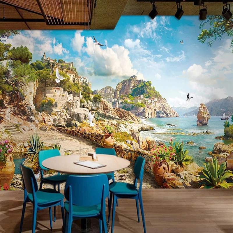 Papier Peint Mural 3D Personnalisé, Style Européen Rétro, Photo de Paysage, Peinture Murale, 73 Restaurant, Décor de Fond de Salon, Fresque