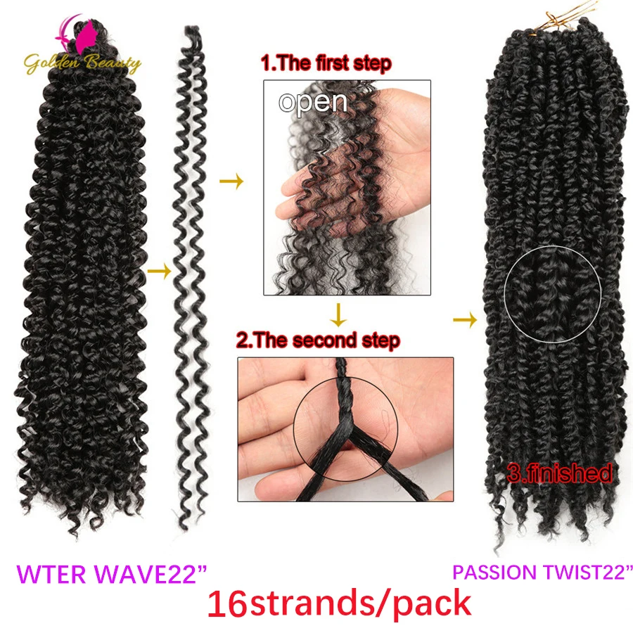 Long Passion Twist Crochet Hair Extensions Synthetic Water Wave Braiding Hair Bohemia Crochet Braids Pre-Looped Twists