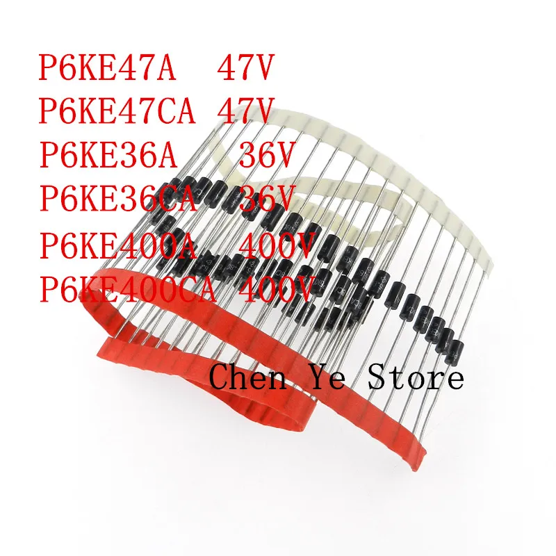 200PCS P6KE47A/P6KE47CA P6KE36A/P6KE36CA P6KE400A/P6KE400CA Transient Voltasge Suppressors TVS Diode P6KE DO-15 DIP