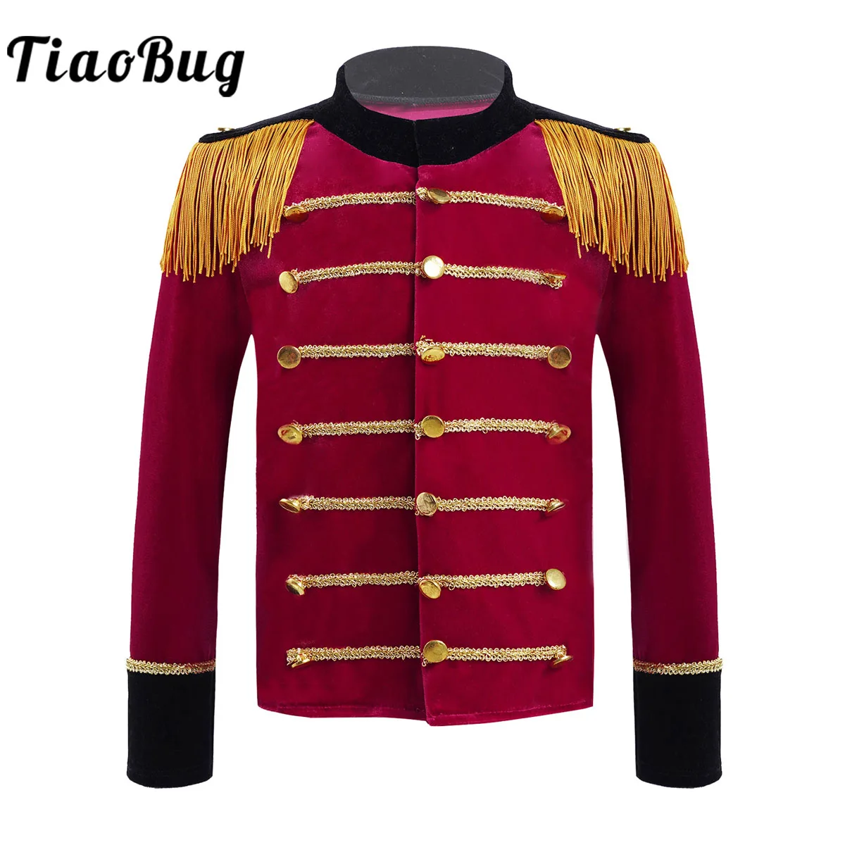 Kids Jongens Circus Jas Circusdirecteur Honor Guard Uniform Kostuums Showman Cosplay Lange Mouwen Kwasten Tailcoat Jas Drum Tops