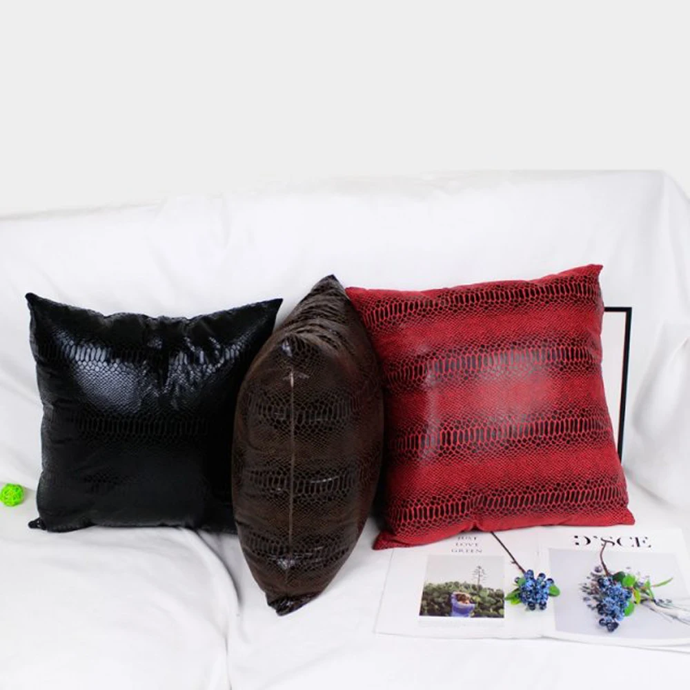 Custom 40/45/50/55/60cm Suede Man-made Leather Bronzing Serpenti Cushion Cover Home Decor Pillow Case  HT-PSUBC-01