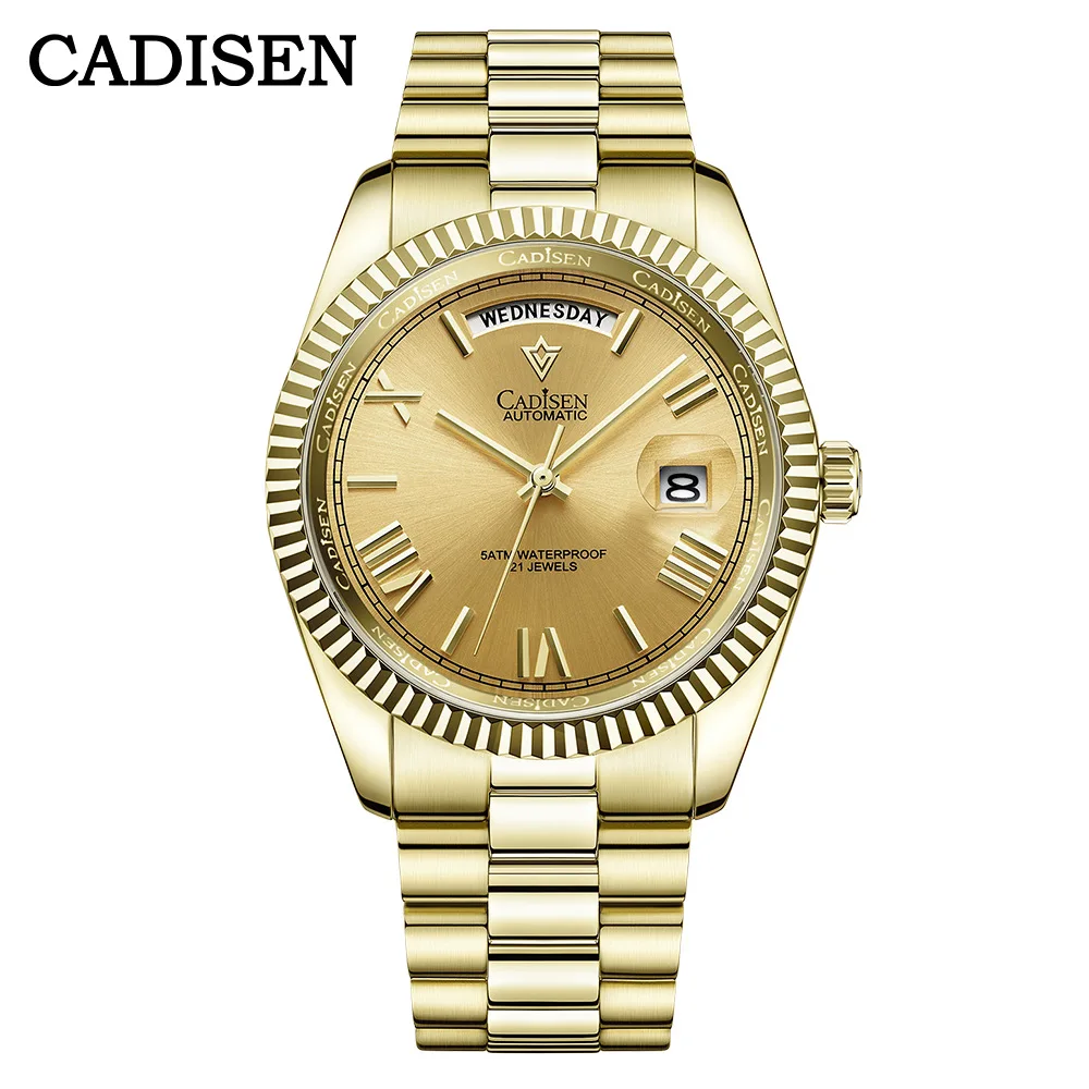 CADISEN 2021 New watch log type men\'s mechanical watch MIYOTA 8285 Japanese movement sapphire glass waterproof watch