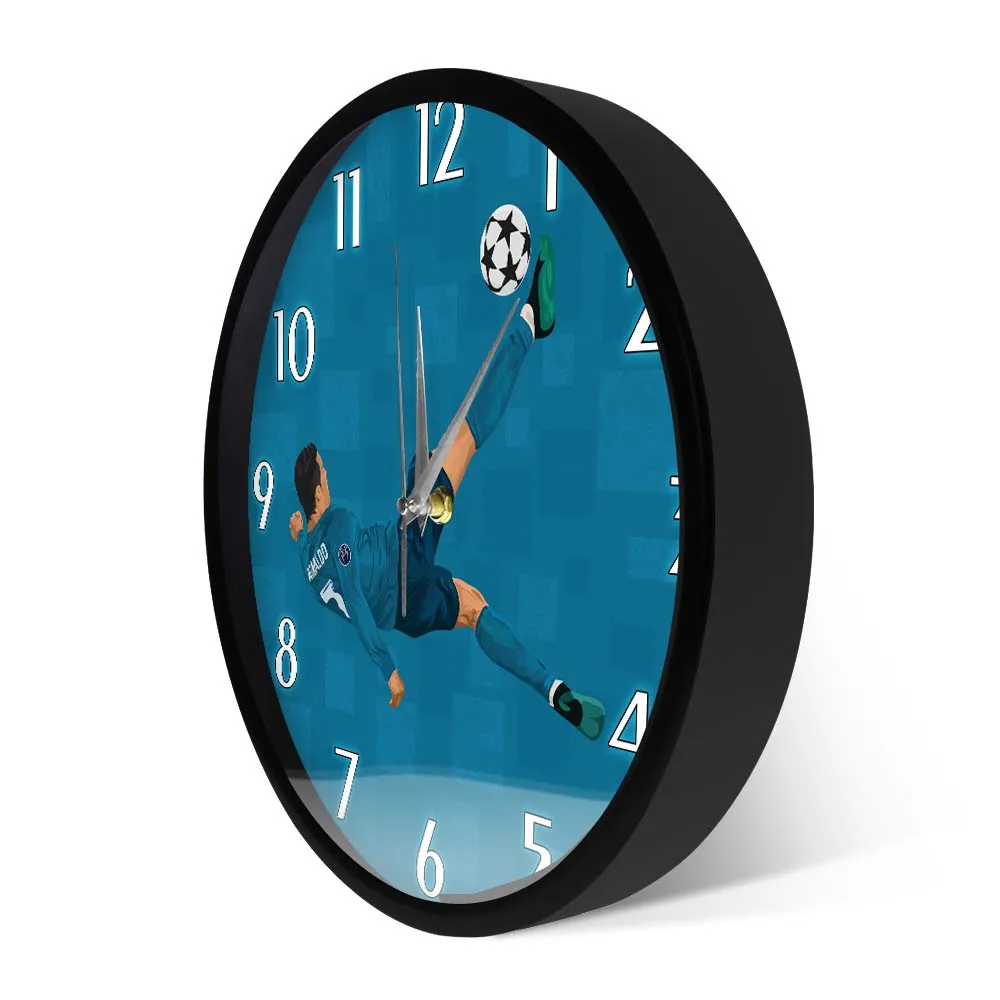 Ronaldo Moment Overhead Kick Artwork orologio da parete decorativo per Boy Room Football Iconic orologi orologio da parete ventagli da calcio regalo