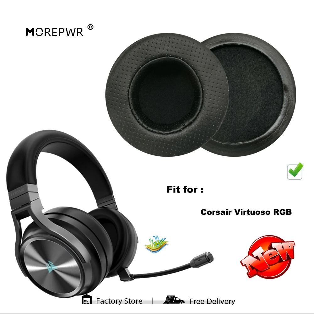 

Morepwr New Upgrade Replacement Ear Pads for Corsair Virtuoso RGB Headset Parts Leather Cushion Velvet Earmuff