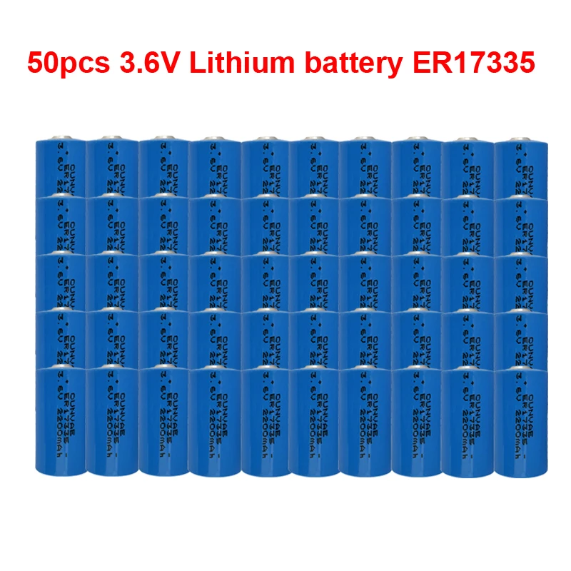 

50PCS 3.6V 17335 ER17335 CR123A 2200mah lithium battery CR123A 16340 Li-ion lithium batteries 3.6V 17335 flashlight battery