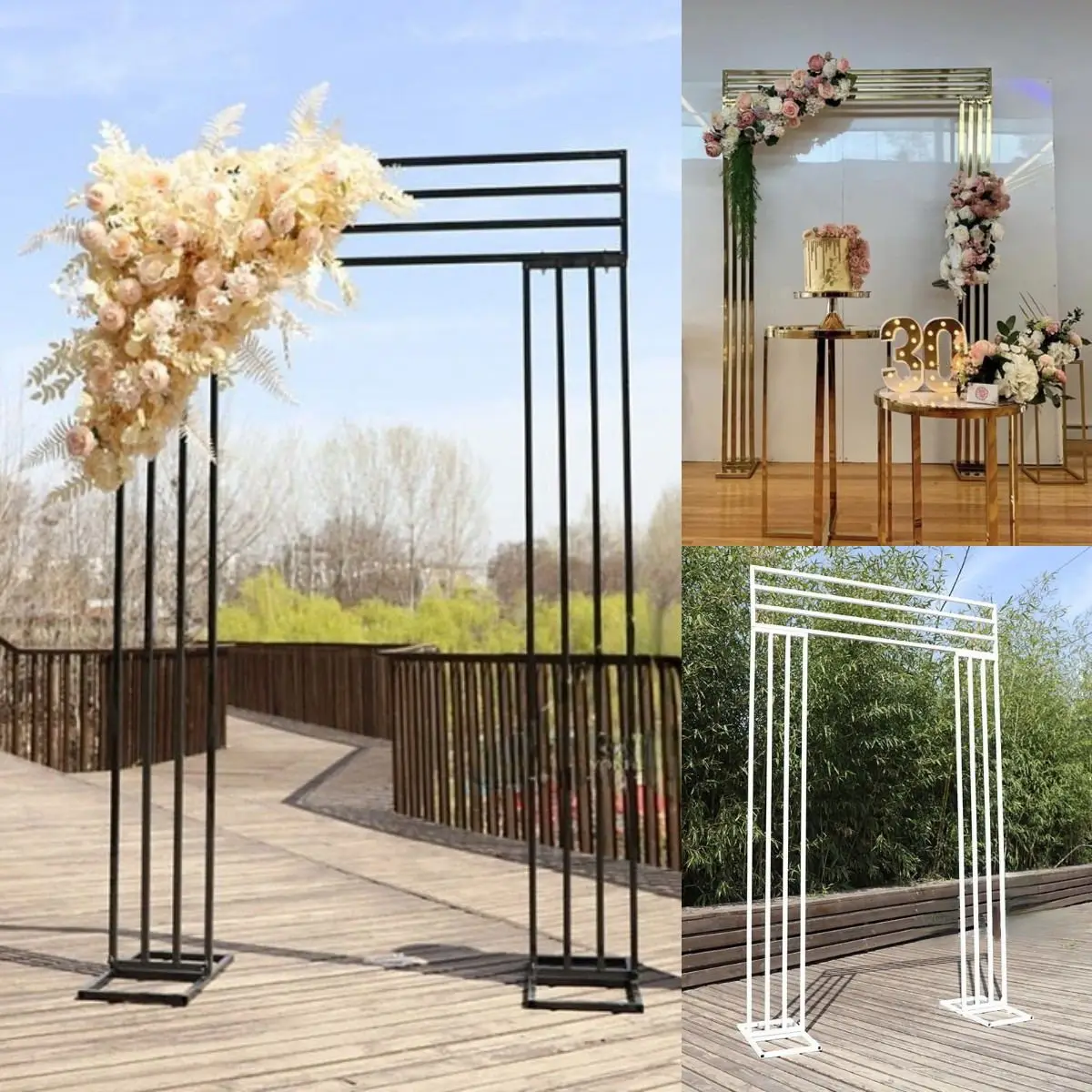 

Outdoor Lawn Backdrops Iron Frame Billboard Stand Flower Arch Balloon Rack For Wedding Birthday Stage Party Background Decor