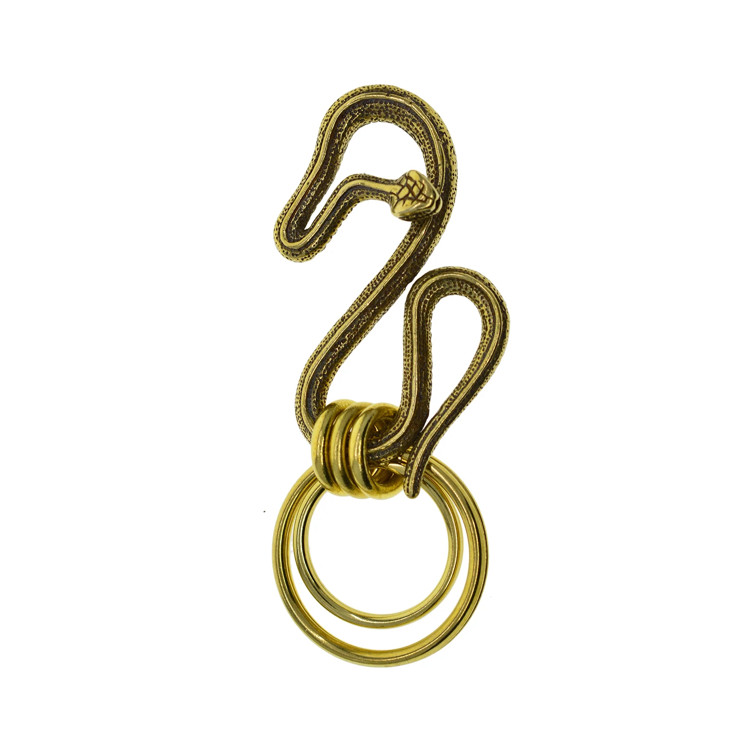 

handmade super fine antique raw brass 3D cobra naja snake Japanese fish hook keychains jean chains belt hook key holder gift