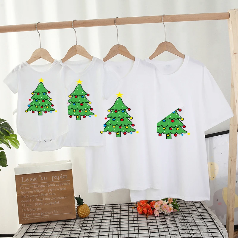 Famiglia Look outfit natale mamma e Me magliette moda famiglia abiti coordinati albero di natale mamma e Mini T Shirt carino