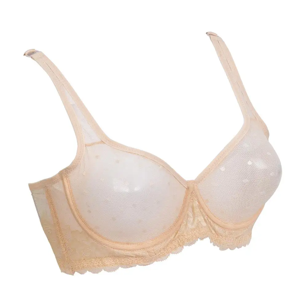 New Women's Sexy Bras Mesh Ultra Thin Cups Underwire Hollow Bra Intimates Lingerie Lace Bralette