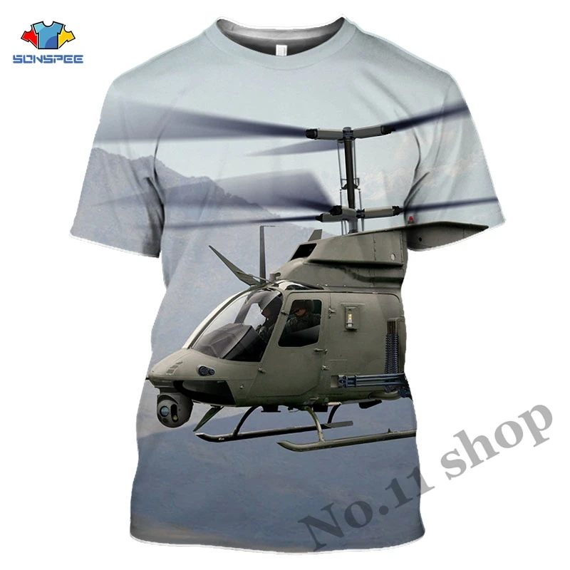 Helicopter T-shirts Harajuku 3D print Men Women Clothes Hip Hop T Shirts Aircraft Short Sleeve Plane Streetwear Harajuku Tops