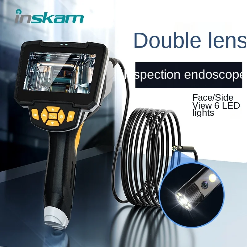 Dual Lens Industrial Pipe Endoscope Steerable Handheld Portable Endoscope HD Waterproof Endoscope