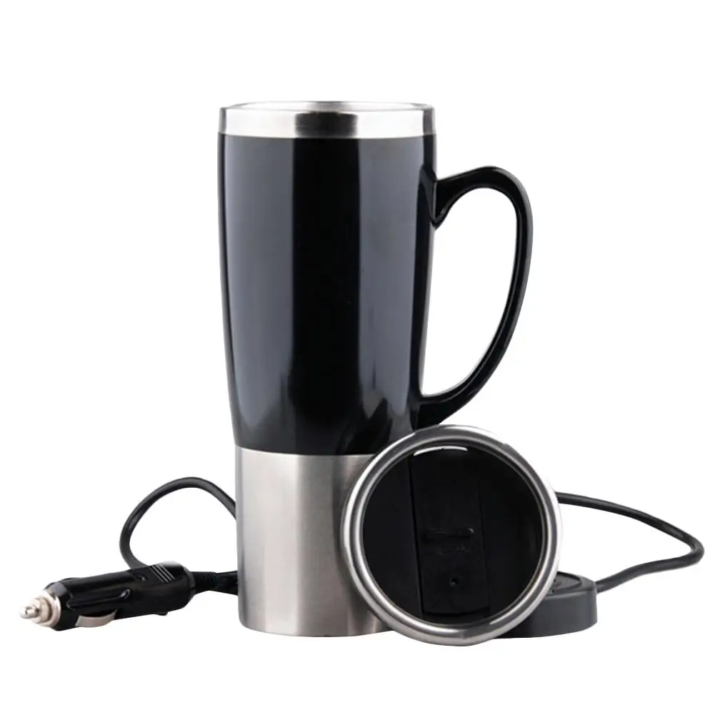 450ml Car Electric Heating Cup Stainless Steel Universal Travel Heating Cup Coffee Tea Drinking Cup With Cigarette Lighter Cable