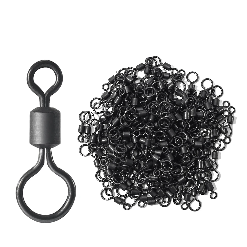 DNDYUJU 30pcs Big Eye Swivel Copper Making Heli-chod Swivels Matt Black Anti Glare Rolling Swivel Carp Fishing Tackle Rigs
