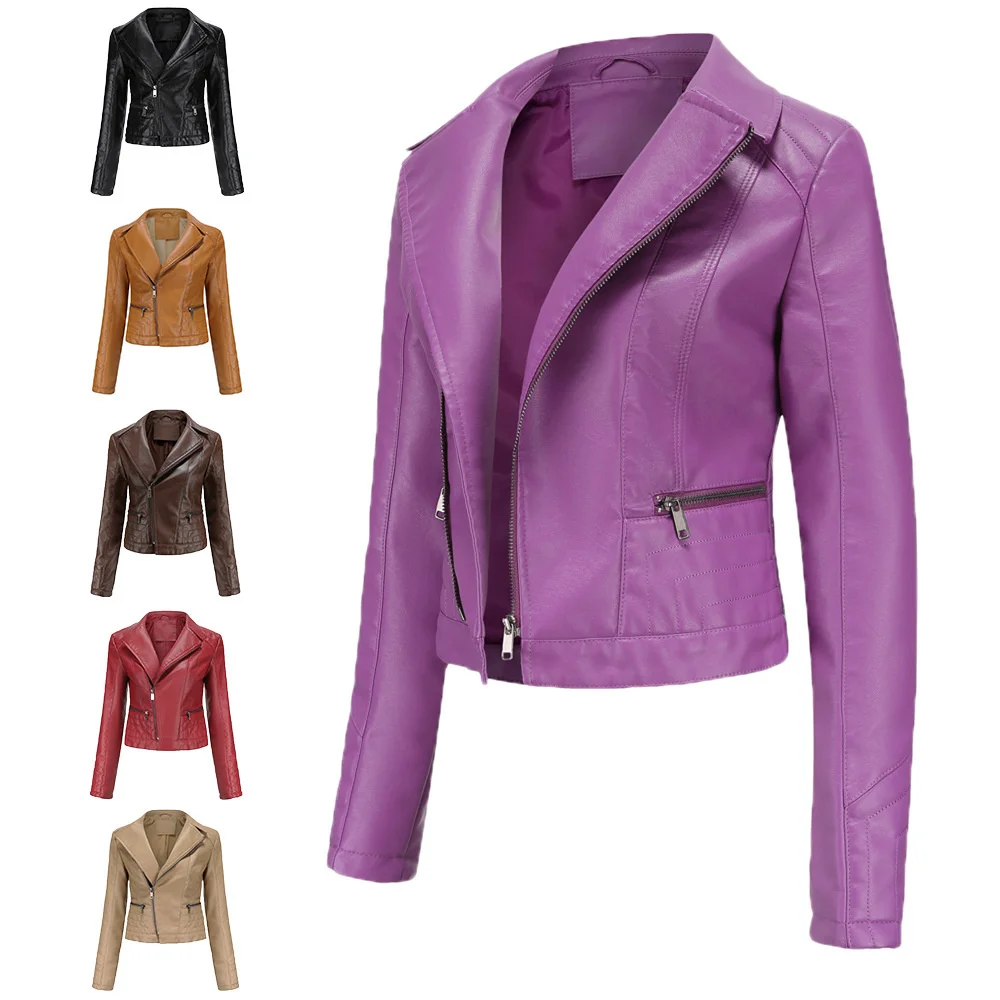 Herbst Neue Kurze Weiche Faux Leder Jacke Frauen Mode Zipper Motorrad PU Leder Jacke Damen Grundlegende Straße Mantel