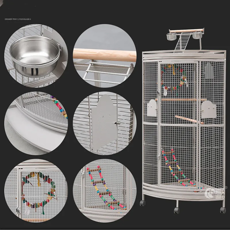 Super large grey and black parrot cage large cage corner breeding cage King Kong sunflower starling bird's nest 62*62*185cm