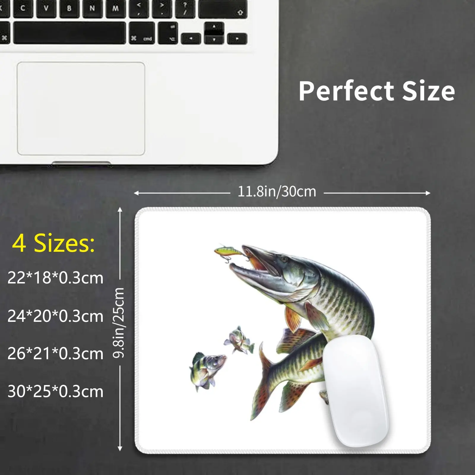 Muskie Fishing Mouse Pad DIY Print Muskie Muskellunge Fish Fishing Lures Perch Yellow Perch Collage