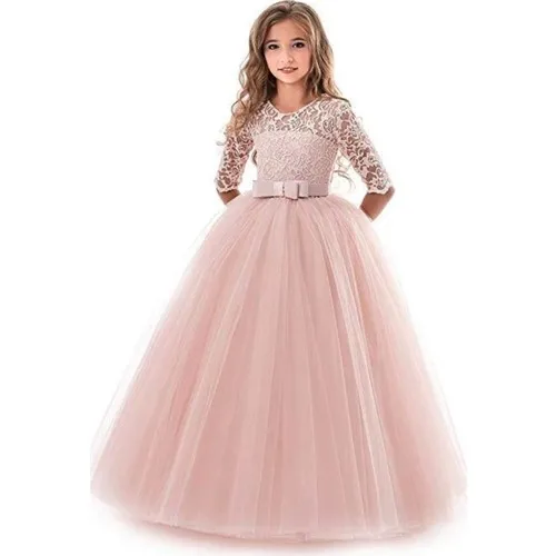 MashoKids The Tarlatanl Female Child the evening wear 5/ 6 Years Old-powder evening dress