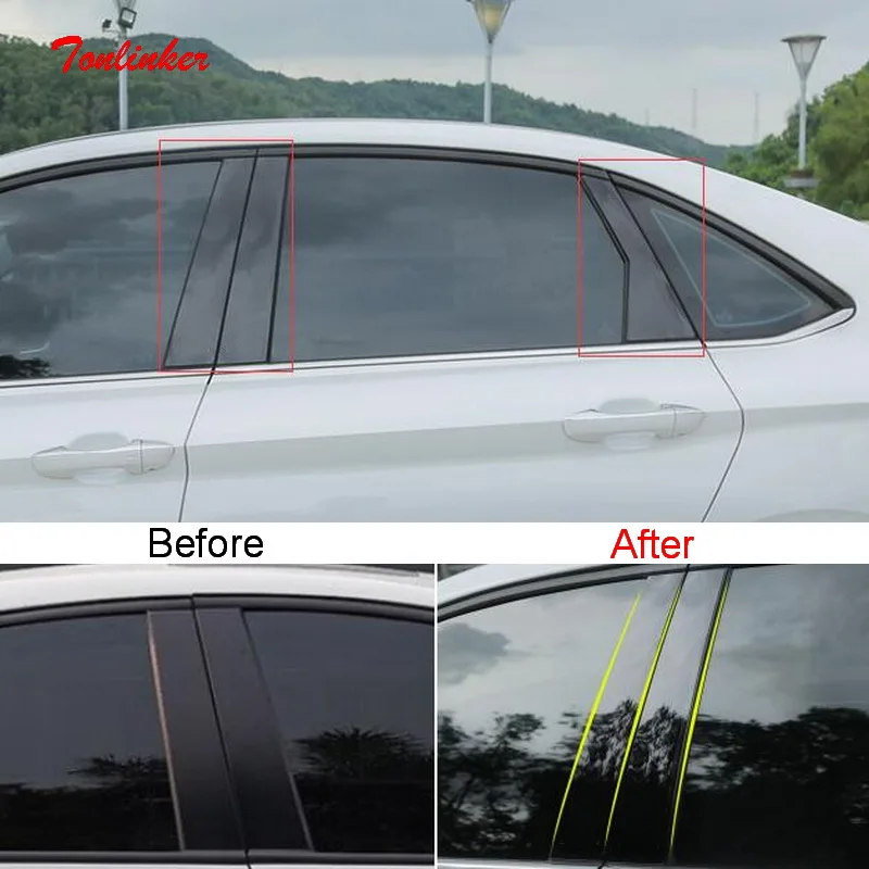 

Tonlinker Exterior Windows Column beside Cover Sticker For Volkswagen Jetta MK7 2019-20 Car styling 6 pcs PVC Cover Stickers