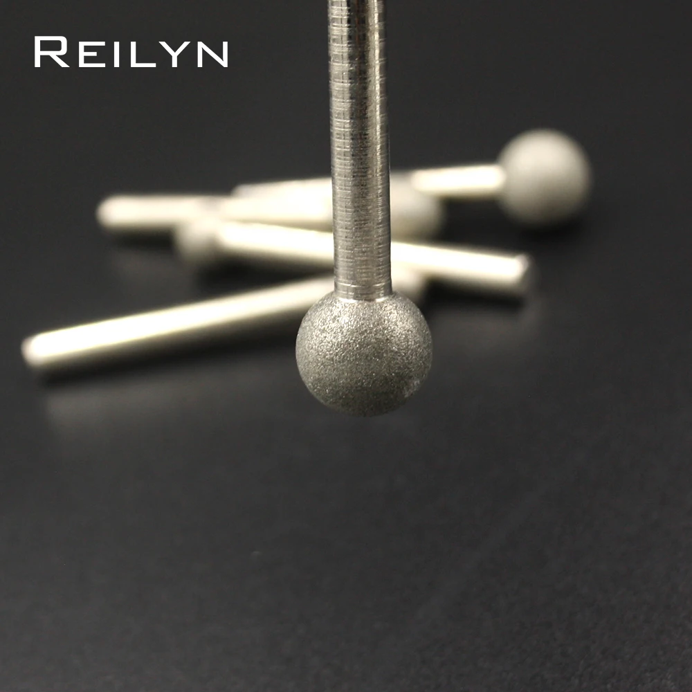 Reilyn Round Head 6mm Ball Point Grinding Head Emery Diamond Grinding Bits 120# 6mm-18mm Jade Stone Polishing Bits 1Pc