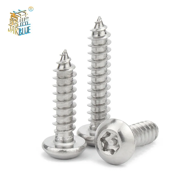 10pc M2.9 M3.5 M3.9 M4.2 M4.8 304 Stainless Steel Pin Six Lobe Torx Pan Round Head Tamper Proof Security Self Tapping Wood Screw