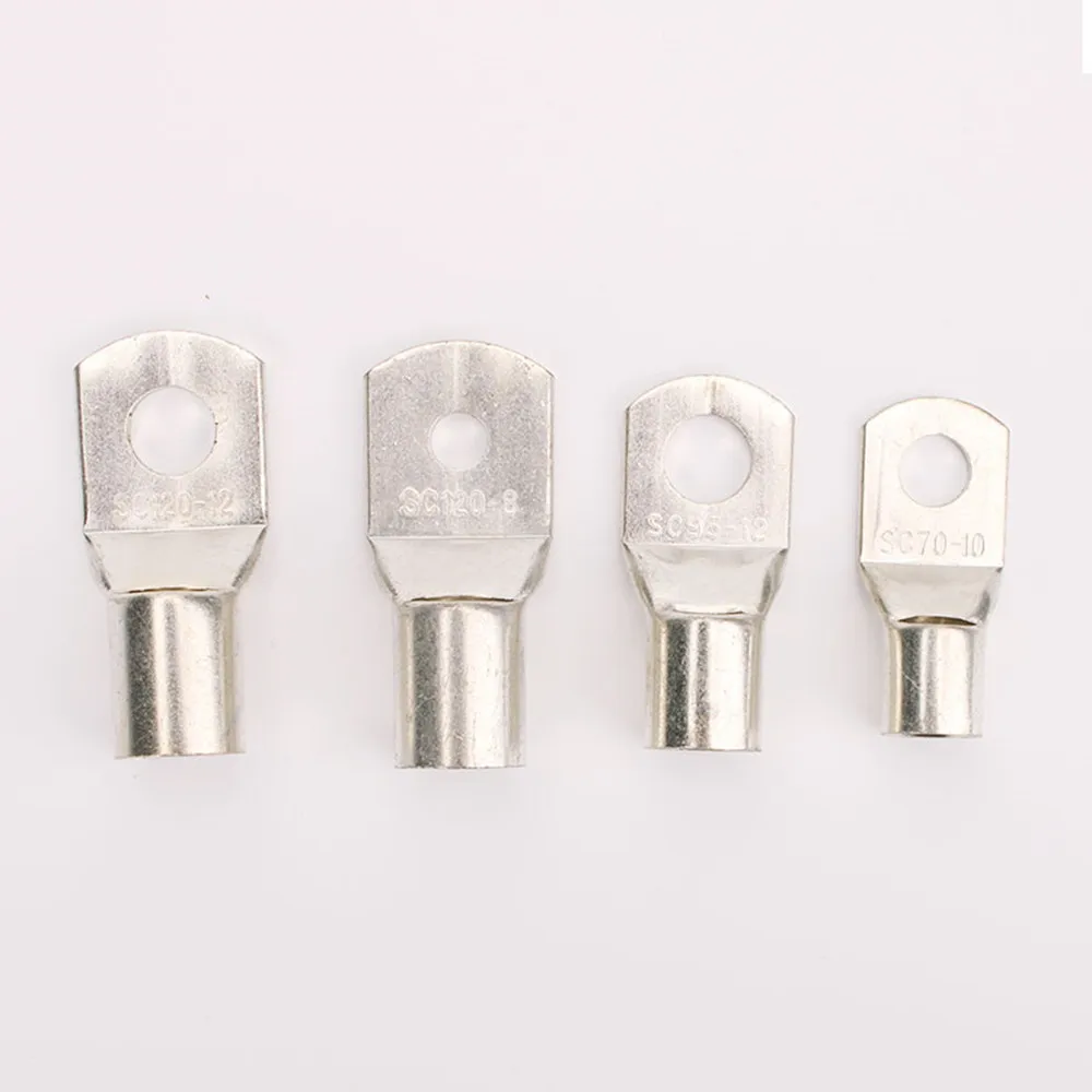 5pcs SC Type Wire Nose Terminal SC6 SC10 SC16 Bare Copper Battery Block Lugs Hole ID 6mm 8mm 10mm Crimp DTGA Cable End Connector