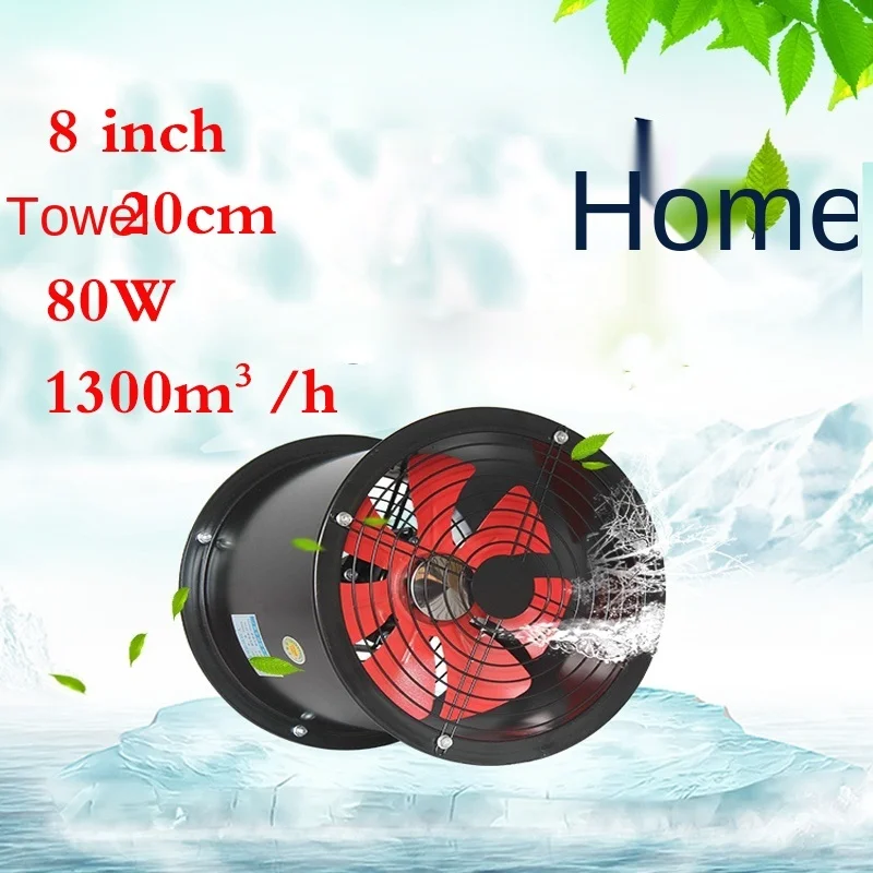 

8 inches Cylindrical duct fan Industrial fan Kitchen fume wall type powerful exhaust fan 200 mm Formaldehyde PM2.5