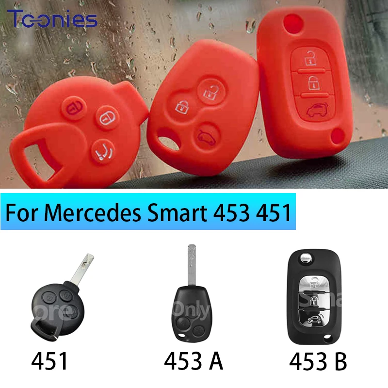 1 Pcs Car silicone key cover key case modified key shell For Mercedes smart 451 453 fortwo forfour Interior styling accessories