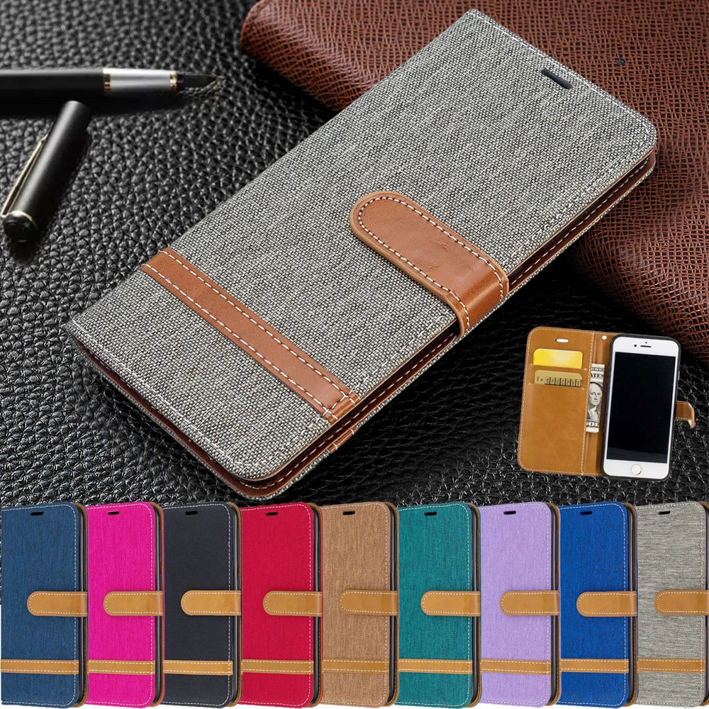 Denim stitching Leather Phone Case For Samsung Galaxy S7 S8 S9 S10 S20 Note 8 9 10 20 Plus Ultra S10E M10 M20 Flip Wallet Cover