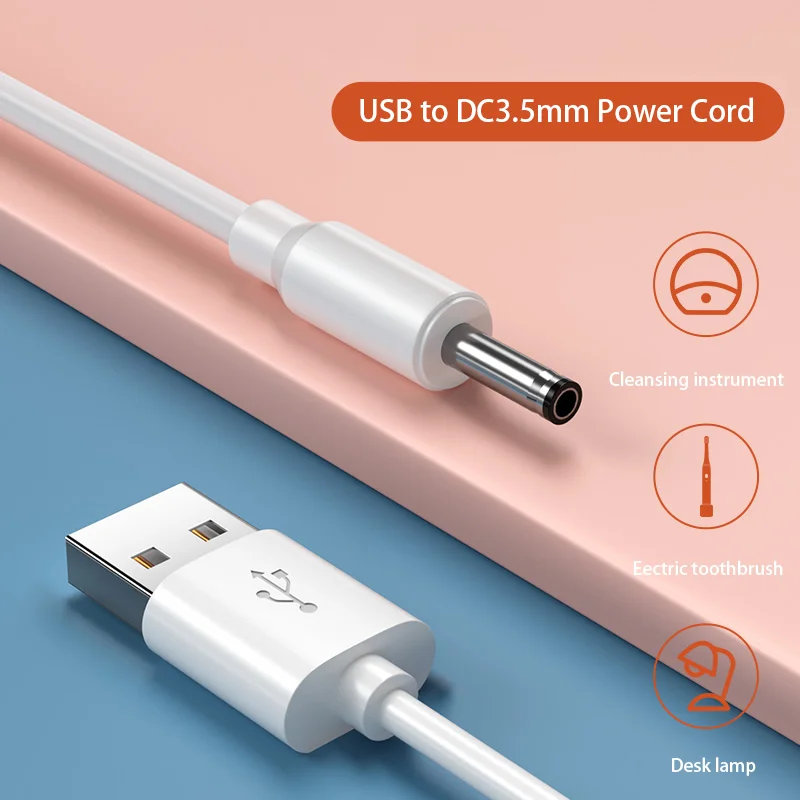 

USB To DC3.5mm Charging Cable for Cleansing Instrument Electric Toothbrushes Stereos Eye Massager Desk Lamps Charging Cable